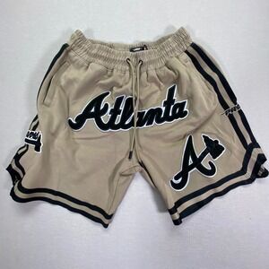 Pro Standard Atlanta Braves MLB Tan Luxury Athletic Shorts Men XL Chenille Patch